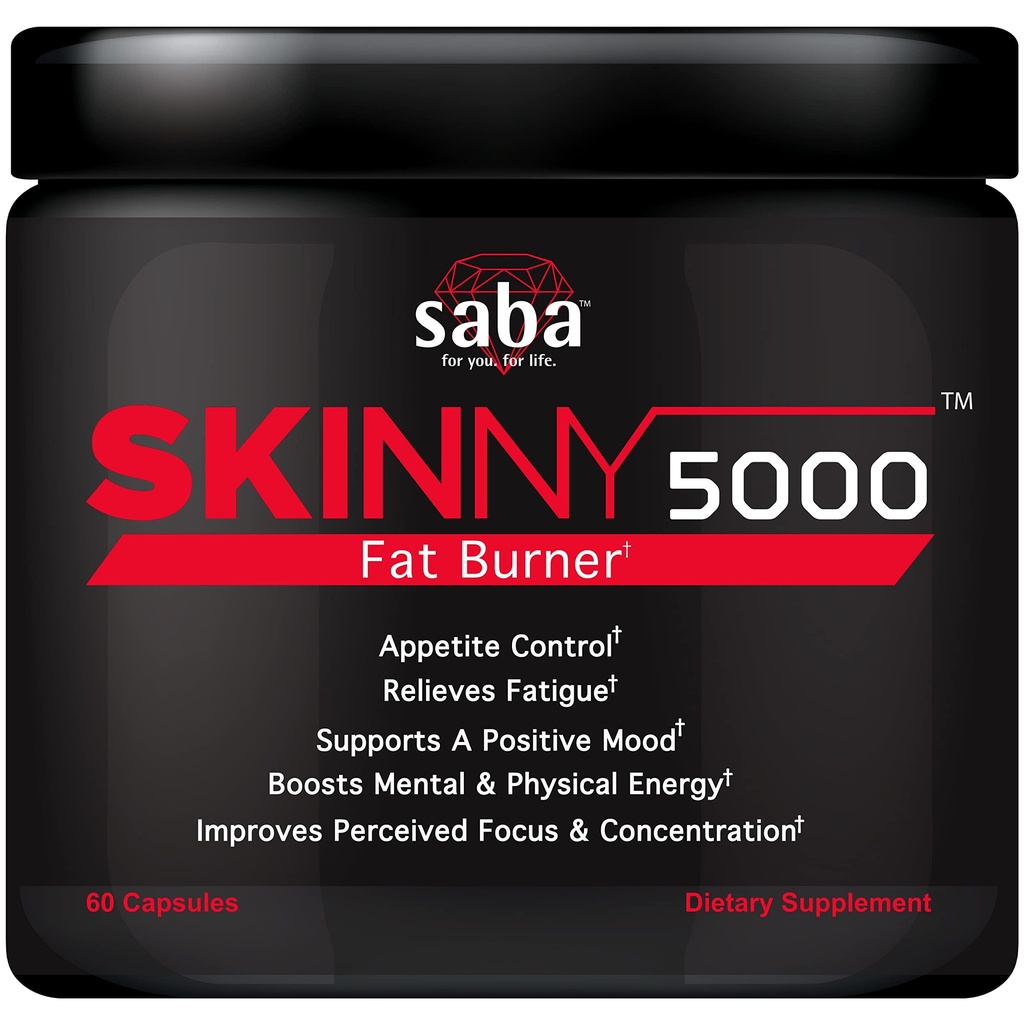 Saba Skinny 5000 -Vet verlies -Gewicht verlies-Appetite controle -Mild Jitter-Free Energy- Focus -60 Capsules