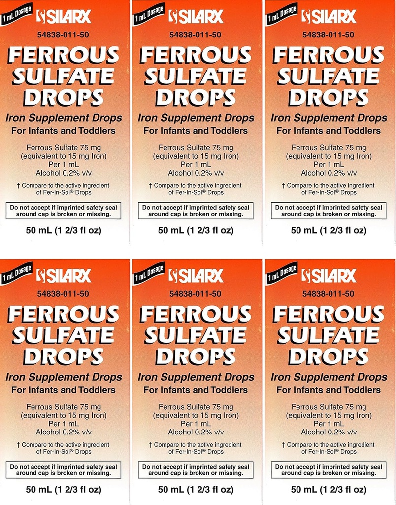 Ferrous Drops Iron Supplement Peppermint smaak Generieke voor Enfamil Fer-In-Sol Iron Supplement Drops voor zuigelingen, peuters& Kinderen meten Dropper Inbegrepen 50 ml per fles Pack van 6