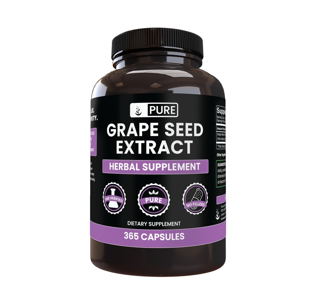 Pure Original Ingrediënten Grape Seed Extract (365 capsules) Geen Magnesium of Rijst Fillers, altijd zuiver, Lab geverifieerd