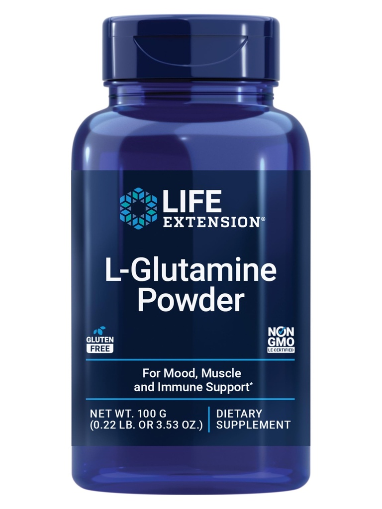 Prolongation de la durée de vie Poudre de L-glutamine, acide amino, soutient la santé musculaire et immunitaire, sans gluten, non OGM, végétarien, 100 grammes