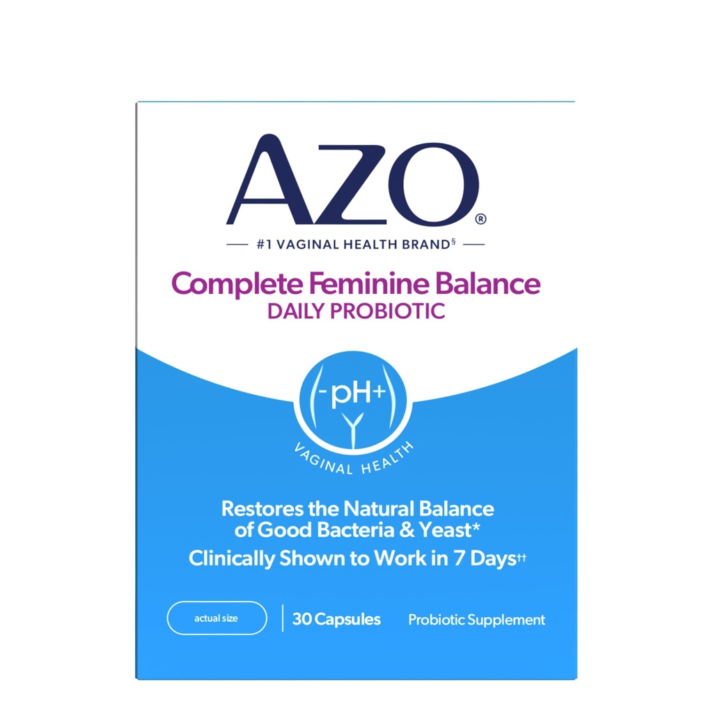 AZO Complete Vrouwelijke Balance Dagelijks Vaginale Probiotica voor vrouwen, klinisch bewezen om Vaginale Gezondheid te beschermen, helpt evenwicht pH en gist, 30 Tellen