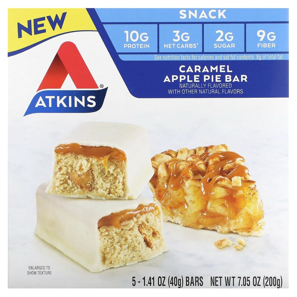 Atkins Snack, Caramel Apple Pie Bar, 5 Bars, 1,41 oz (40 g) Elk