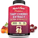 Nutrivein Premium Tart Cherry Capsules 3000mg: Supplément d'extrait de cerise pour la récupération post-athlétique, la désintoxication, le repos et la mobilité