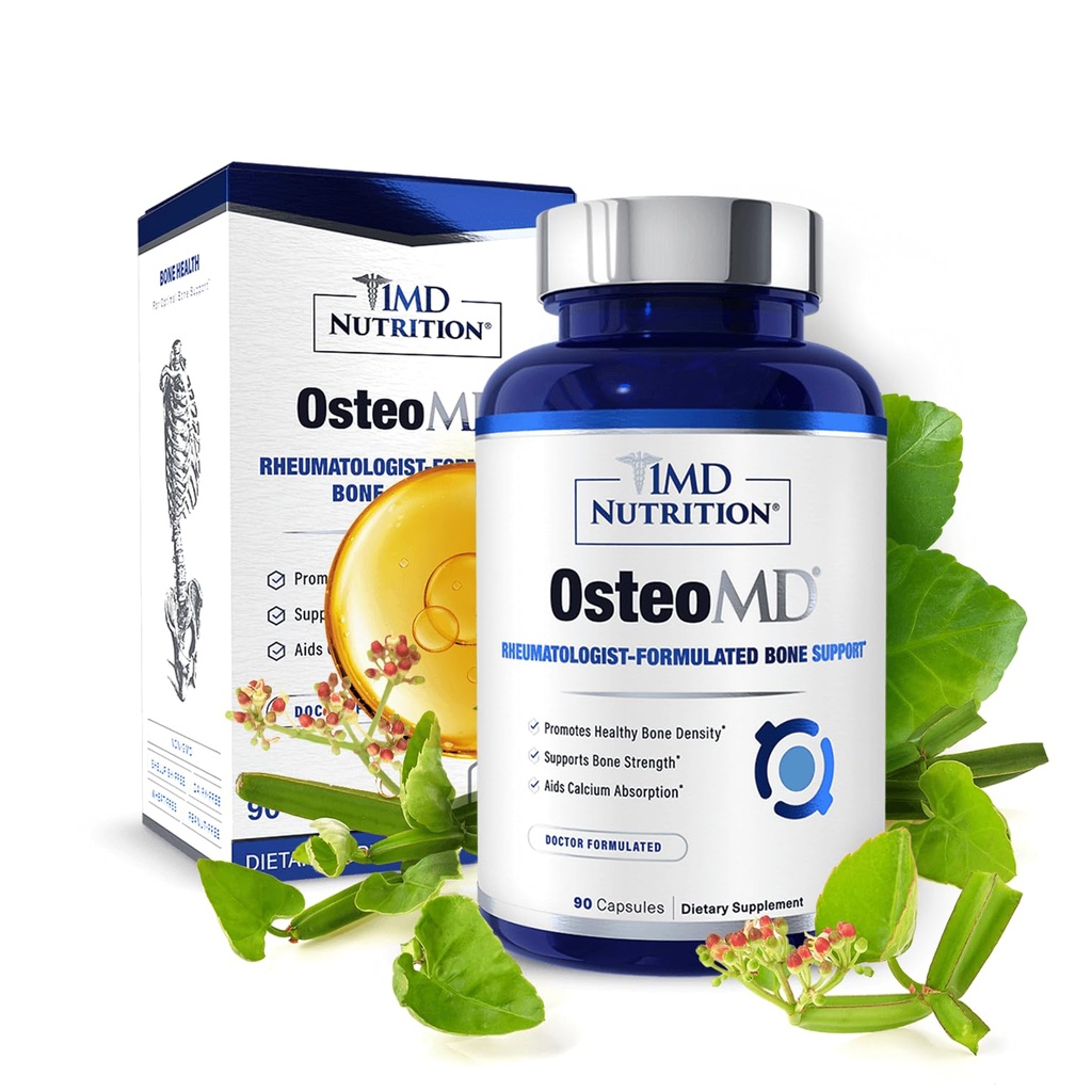 1MD Nutrition OstéoMD pour un soutien global - Supplément pour les femmes et les hommes - Promouvoir la densité avec/vitamine D - Hydroxyapatite avec/vitamine D3 et K2-90 Capsules