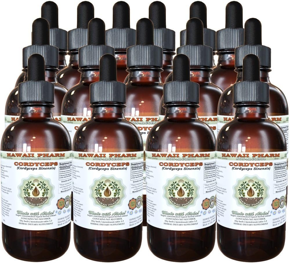 Cordyceps Alcoholvrije Liquid Extract, Cordyceps (Cordyceps Sinensis) Mushroom Glycerite Hawaii Pharm Natural Herbal Supplement 15x4 oz