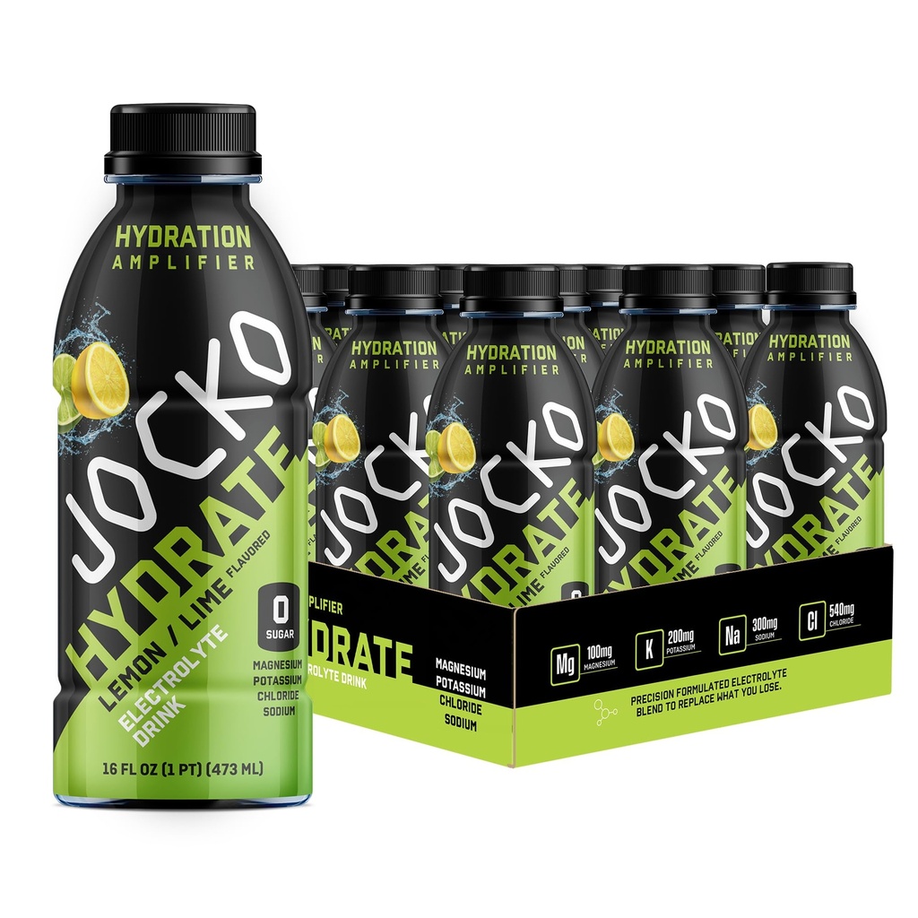 Jocko Fuel Hydrate Electrolyte Dranken - Sport Drink Hydration Amplifier, Dorst Quencher - Wetenschappelijk samengesteld Electrolyte Blend Lemon-Lime 16 Oz (12 Pack)