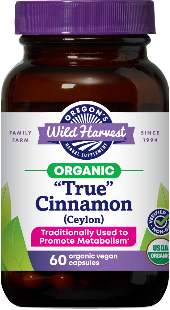 Oregon's Wild Harvest Biologische Echte Kaneel Ceylon 60 Graaf Vegan Capsules