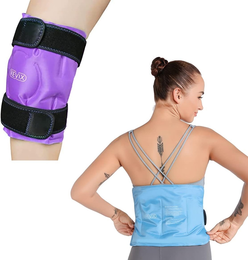REVIX Knie en Terug Ice Pack voor Verwondingen Herbruikbaar, Gel Ice Wrap met Cold Compress therapie