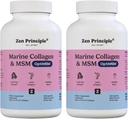 Zen Principe Marine Collageen Peptides Powder met OptiMSM® Supplement. Klinisch getest op huidondersteuning. Wild-Caught Fish, Non-GMO. 420 Capsules.