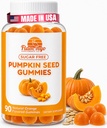 Huile de graines de citrouille Gummies Sans sucre naturellement aromatisé- Huile de graines de citrouille pour la croissance des cheveux, Bladder, Urinary Tract Support, Supplément de peau jeune - Vegan, extrait de graines de citrouille halal- 90 Compte