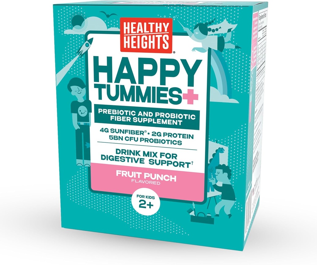 Gezonde Hoogtes Gelukkige Tummies Prebiotic en Probiotic Fiber Supplement voor kinderen leeftijden 2+