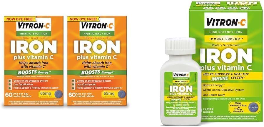 Vitron-C Iron Supplement, eenmaal daags, High Potency Iron Plus Vitamine C & Iron Supplement & Immune Ondersteuning