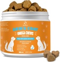 Huid en jas Kauwen voor honden - Itchy Skins Hondensupplement ondersteuning Hot spots Comfort en vergieten Allergie Gezamenlijke gezondheid met Omega 3 Visolie, EPA & DHA vetzuren, Bacon smaak 100 Tel zacht Treats