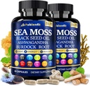 (2 Pack) Capsules de mousse de mer biologique - Contient de la mousse de mer Huile de graines noires ashwagandha Gingembre racine et vitamines essentielles - Superaliments pour stimuler immunitaire, la santé digestive et le bien-être général