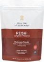 Reishi Pure Powder, Organic Mushroom Supplement voor Immune Support, Longevity, Mood, Sleep, No Fillers, Non-GMO