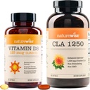 NatureWise Vitamine D3 5000iu (125 mcg) 1 an d'approvisionnement CLA 1250 Amélioration de l'exercice naturel