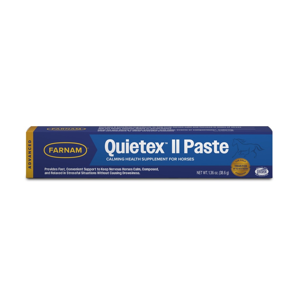 Farnam Quietex II Horse Calming Supplement Plakken voor paarden, helpt het beheer van nerveuze gedrag en houden paarden kalm & samengesteld in stressvolle situaties, 32,5 ml spuit