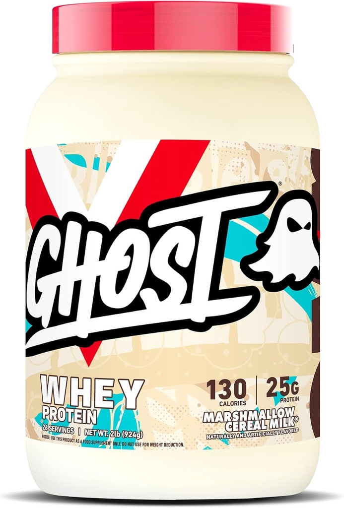 GHOST Wei Proteïne Poeder, Marshmallow Graanmelk - 2LB, 25G eiwit - Wei Proteïne Blend - 