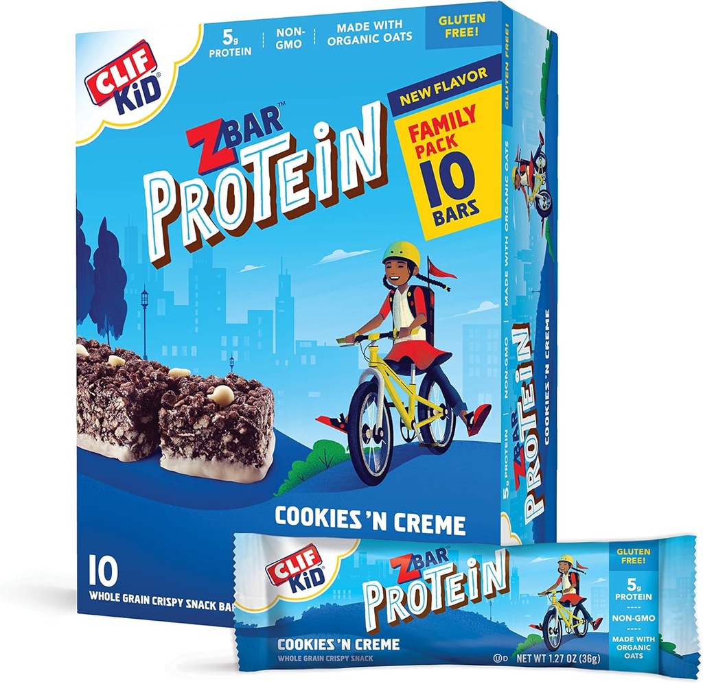 CLIF KID ZBAR - Proteïne Granola Bars - Cookies en Creme Flavor - Non-GMO - Organic -Lunch Box Snacks (1,27 Ounce Energy Bars, 10 Tellen)
