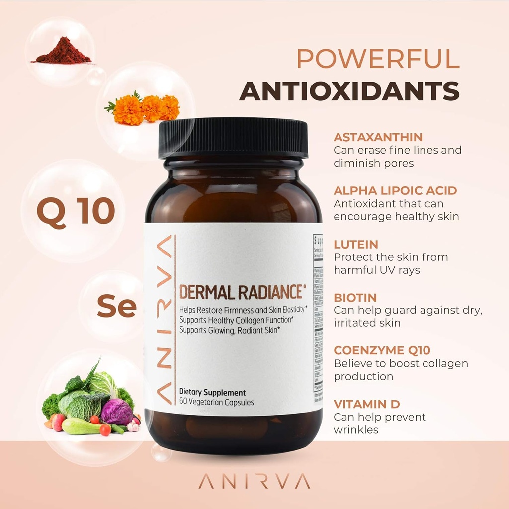 Huidsupplement met Antioxidanten, Gezondheid en Schoonheid Supplementen met Multivitaminen voor gloeiende huid, Anti Verouderende Vitaminen Dermale Radiantie