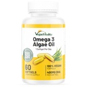 Vegan Vitalité Vegan Omega 3 Supplément - 60 Huile d'algues végétale Gels doux Acides gras essentiels avec DHA végétalien pour le soutien articulaire, cardiaque et immunitaire sans EPA