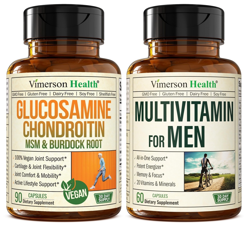 Végétalienne Glucosamine Chondroïtine MSM Joint Support Supplément & Multivitamine complète pour les hommes
