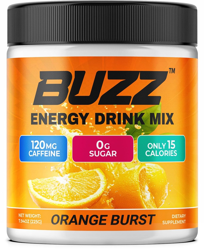 Morning Buzz Energy Drink Powder - Energy Boost Drink Mix - Suikervrije energie met antioxidanten - Morning Kickstart and Sports Nutrition Endurance Product - 30 Serves, Orange Burst, 8 Ounces