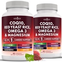 NEW AGE COQ10 200mg Red Gist Rice 3000mg Omega 3-6-9 3000mg Magnesium Complex 500mg Zink Vitamine K2 D3 - Vitaminen voor vrouwen en mannen met vitamine B3, Coenzym Q10-120 Tel.