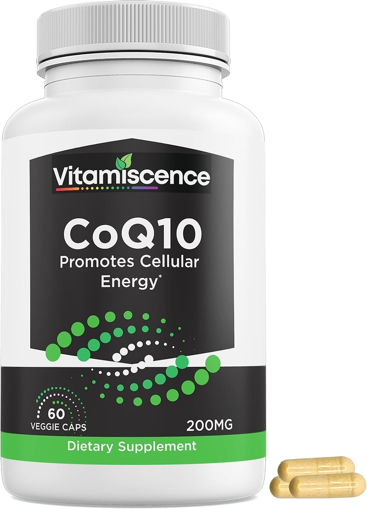 CoQ10, One Pack, 200mg, 60 Capsules Telling. Promoot Cellular Energy, Antioxidant, Co q10 Supplementen, voor mannen en vrouwen.