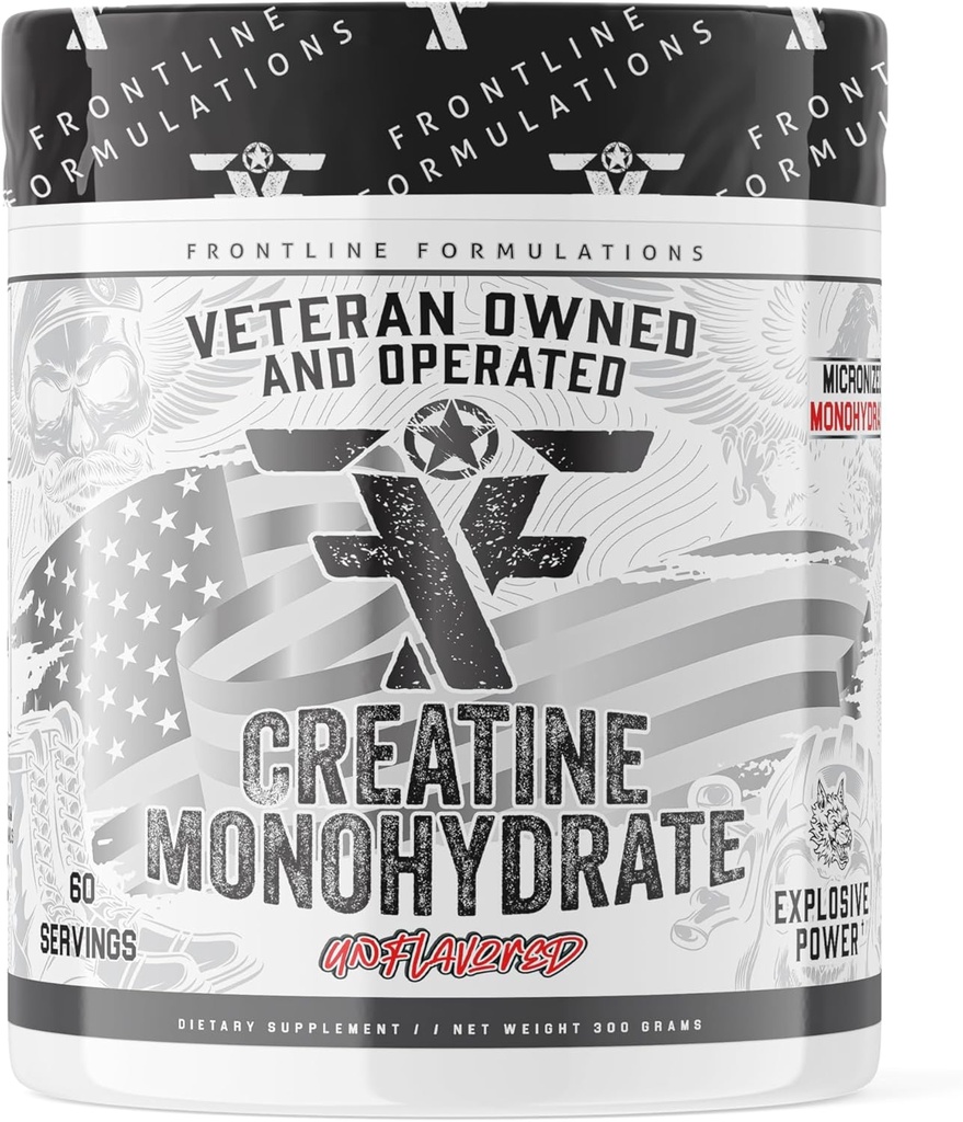 Creatine Monohydraat, bevordert Lean Muscle Growth, Unflavored, Aids Muscle Recovery, Post-Workout Supplement, Veteren eigendom en Operated (60 Servers, Creatine Monohydraat)