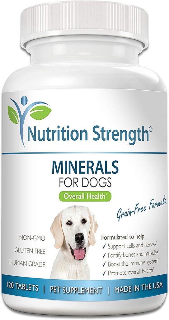 Mineralen voor honden, ondersteunende cellen & zenuwen, Fortify Bones & Spieren, bevorderen van de algehele gezondheid met calcium, fosfor, magnesium, kalium, selenium, ijzer, zink, 120 kauwtabletten