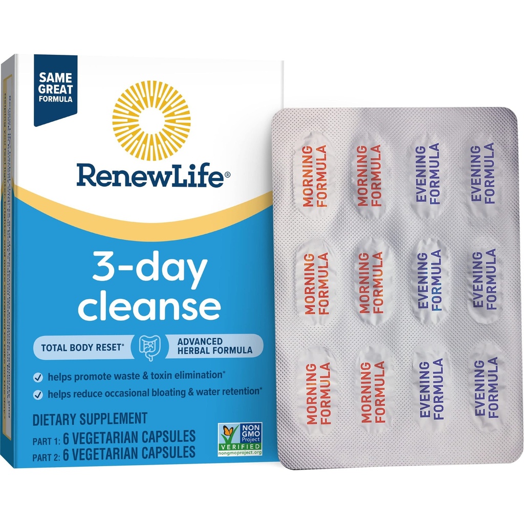 Yhn Total Body Reset Adult 3-Day Cleanse Supplément, une boîte de 12 mois de capsules végétariennes de renouvellement de la vie 3-Day Cleanse Total Body,12 Compte