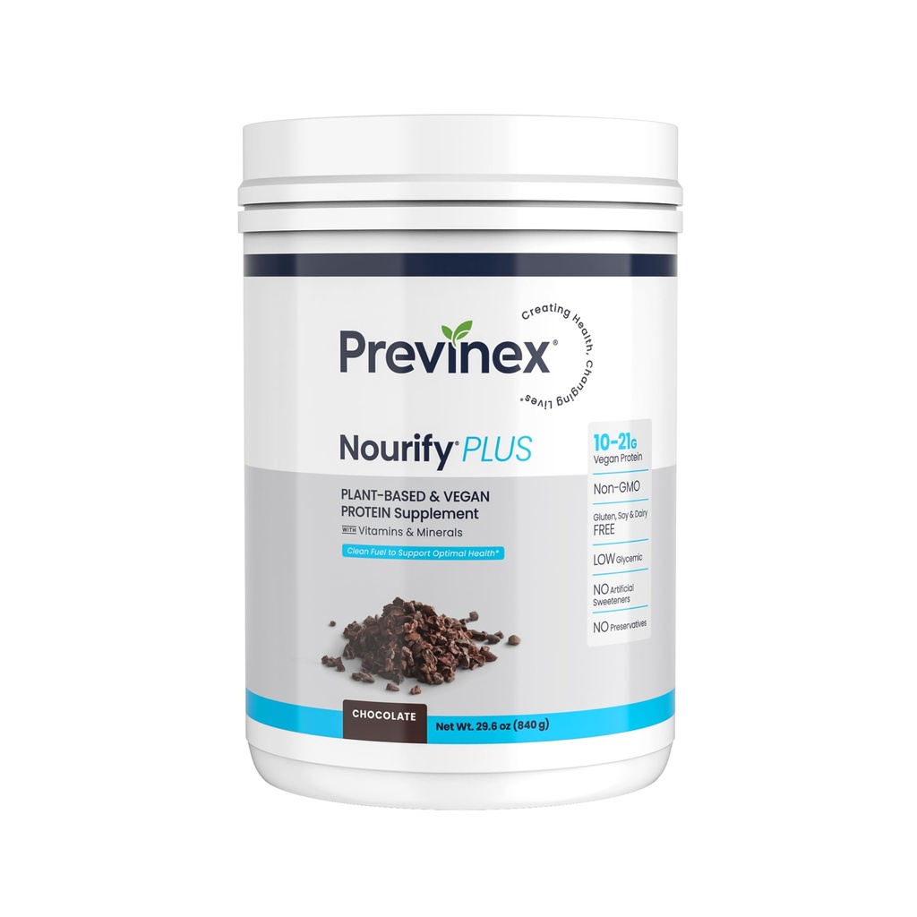Nourify Plus Plant-Based Proteïne Shake - Alle natuurlijke Vegan Proteïne Poeder, Hoog Proteïne en Lage Suiker, Glutenvrij, Sojavrij en Melkvrij, Chocolade Proteïne Poeder (29,3 oz)