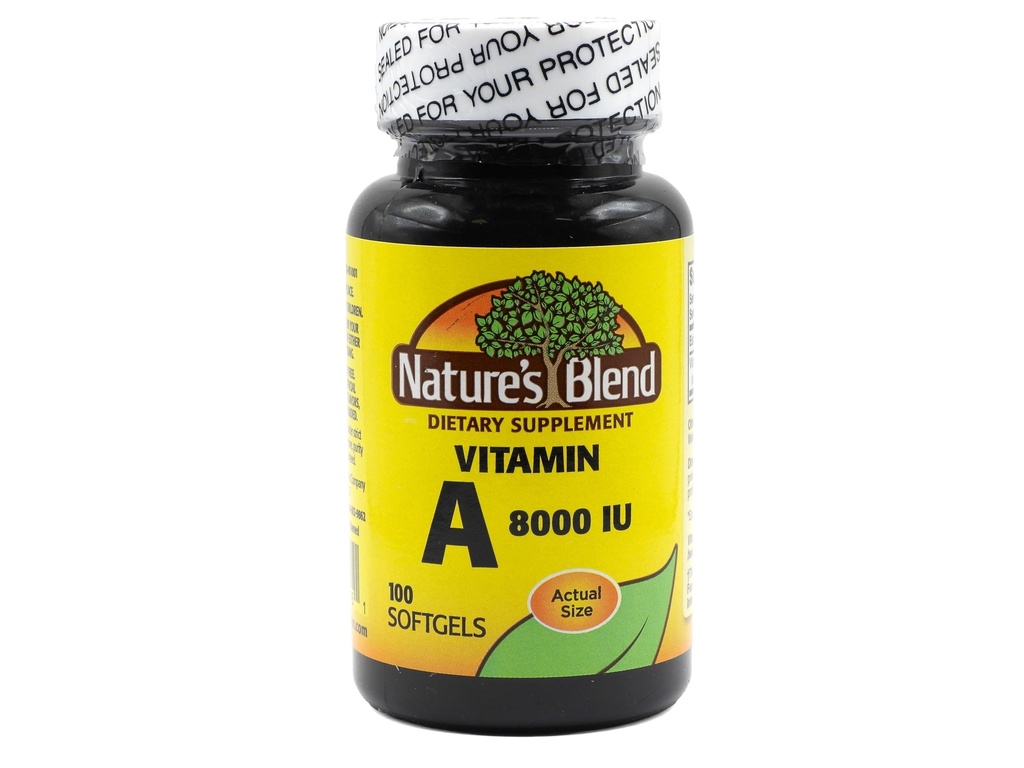 Nature's Blend Vitamine A 8000 UI - 100 Softgels - soutient la santé des yeux, fonction immunitaire pour le soutien de la vision