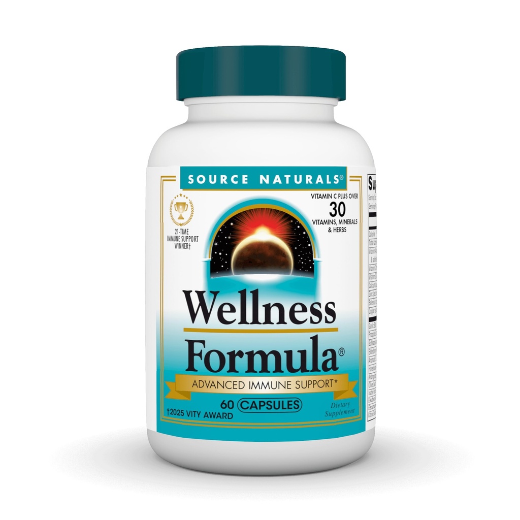Bron Naturals Wellness Formula Bio-uitgelijnde vitamines & Herbal Defense for Immune System Support - Dieetsupplement & Immunity Booster - 60 capsules