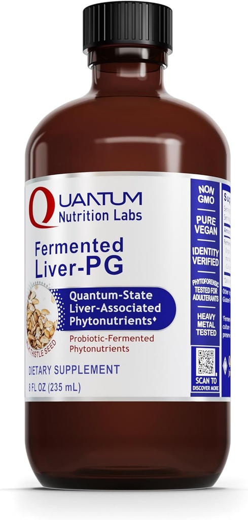 QNL Gefermenteerde lever-PG - Veganistisch leverhulpsupplement - Bevat biologisch Kurkuma- en melkdistel - leverondersteuningssupplement voor vrouwen en mannen - 8 fl oz