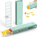 Organisateur hebdomadaire de pilules Yaklim 1 fois par jour, 7 jours Organisateur quotidien de pilules Cas de pilules de voyage, contenant de pilules pour la vitamine,1 semaine Organisateur de pilules pour retenir la médecine, supplément, huile de poisson