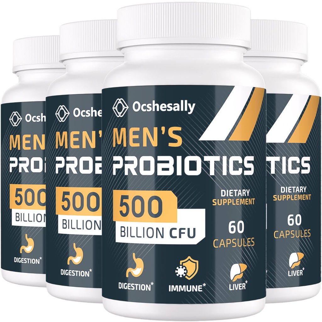 Probiotiques pour les hommes, 500 milliards UFC et 12 souches Probiotique pour les hommes, avec curcuma, canneberge, goji - Probiotiques pour la santé digestive, Gut, Immune & Bloating, Prostate & Urinary Tract Health, 240 Capsule