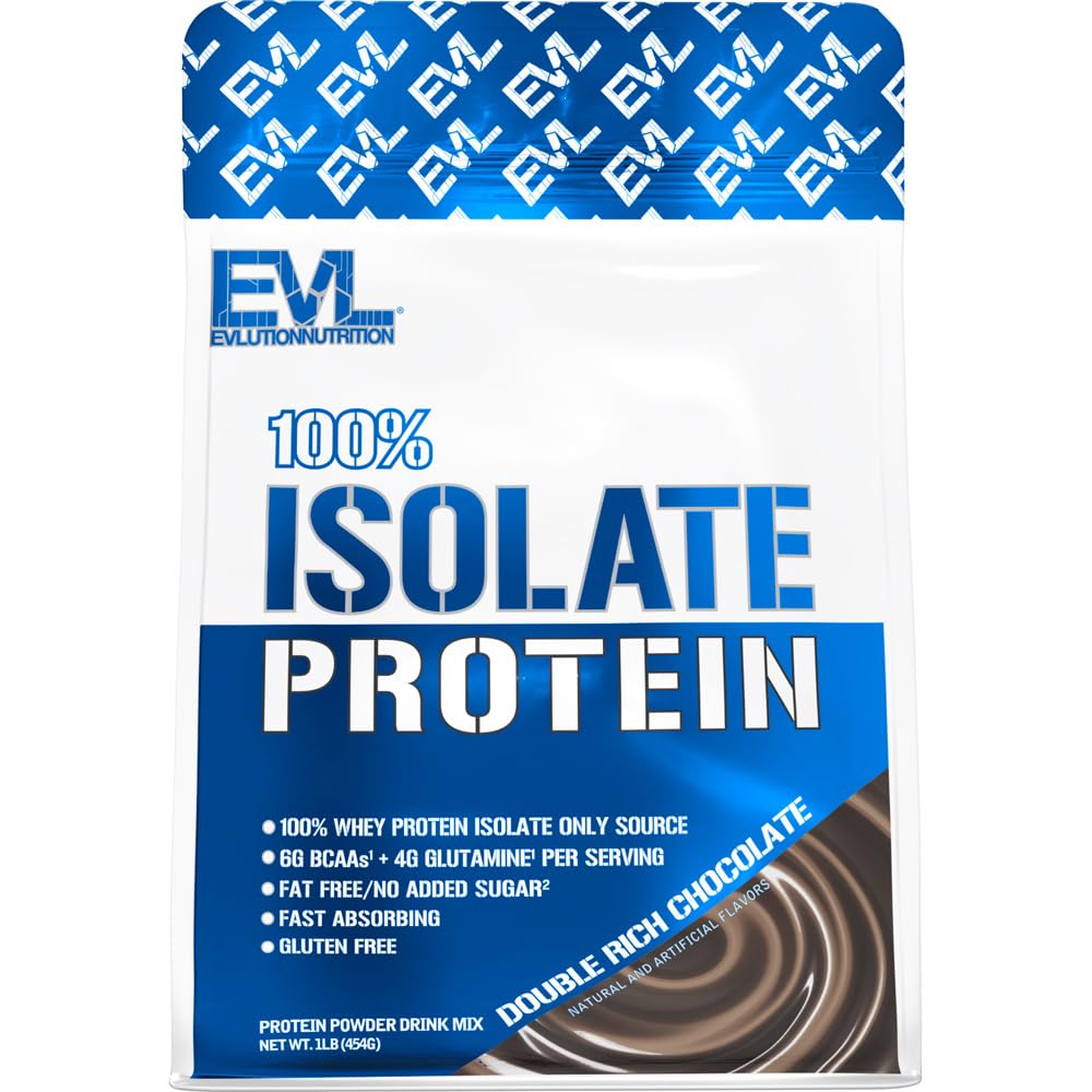 Evlutie Voeding 100% Isolaat, Wei Isolaat Proteïne Poeder, 25 G van Fast Absorbing Proteïne, Geen Suiker Toegevoegd, Low-Carb, Glutenvrije (Dubbele Rijke Chocolade, 1 LB)
