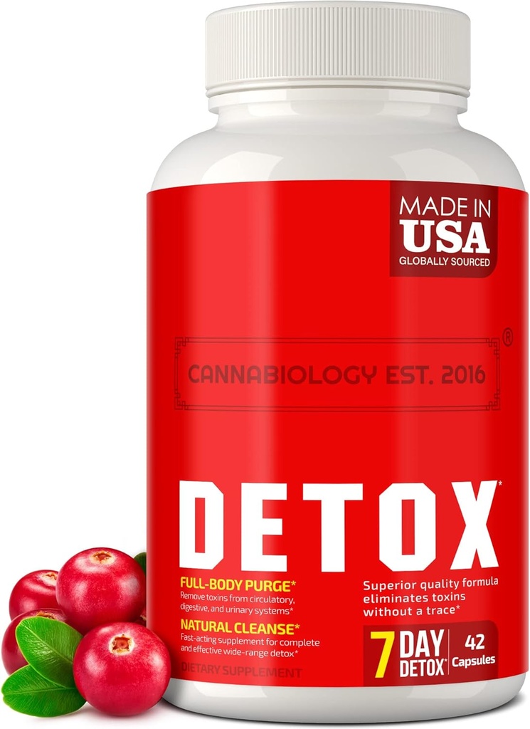 CANNABIOLOGY EST. 2016 Complete lichaamsreiniging - Natuurlijke detox body reiniging Ondersteuning voor lever, urinetrek, spijsverteringssysteem - Made in USA - Body Detox and Cleanse for Women & Men - 42 Vegan Caps