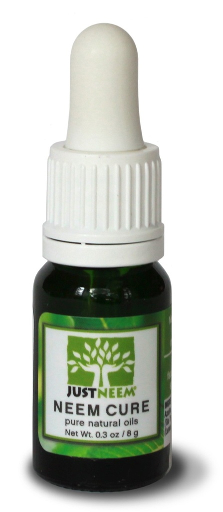 JustNeem Neem Cure Oil - Natural - Best op Acne, Psoriasis, Eczema, Rosacea, Cold Sores, Toe Nails, Bug en Spider Bites en andere huidirritaties. met Dropper Cap Applicator. - 0,3 oz