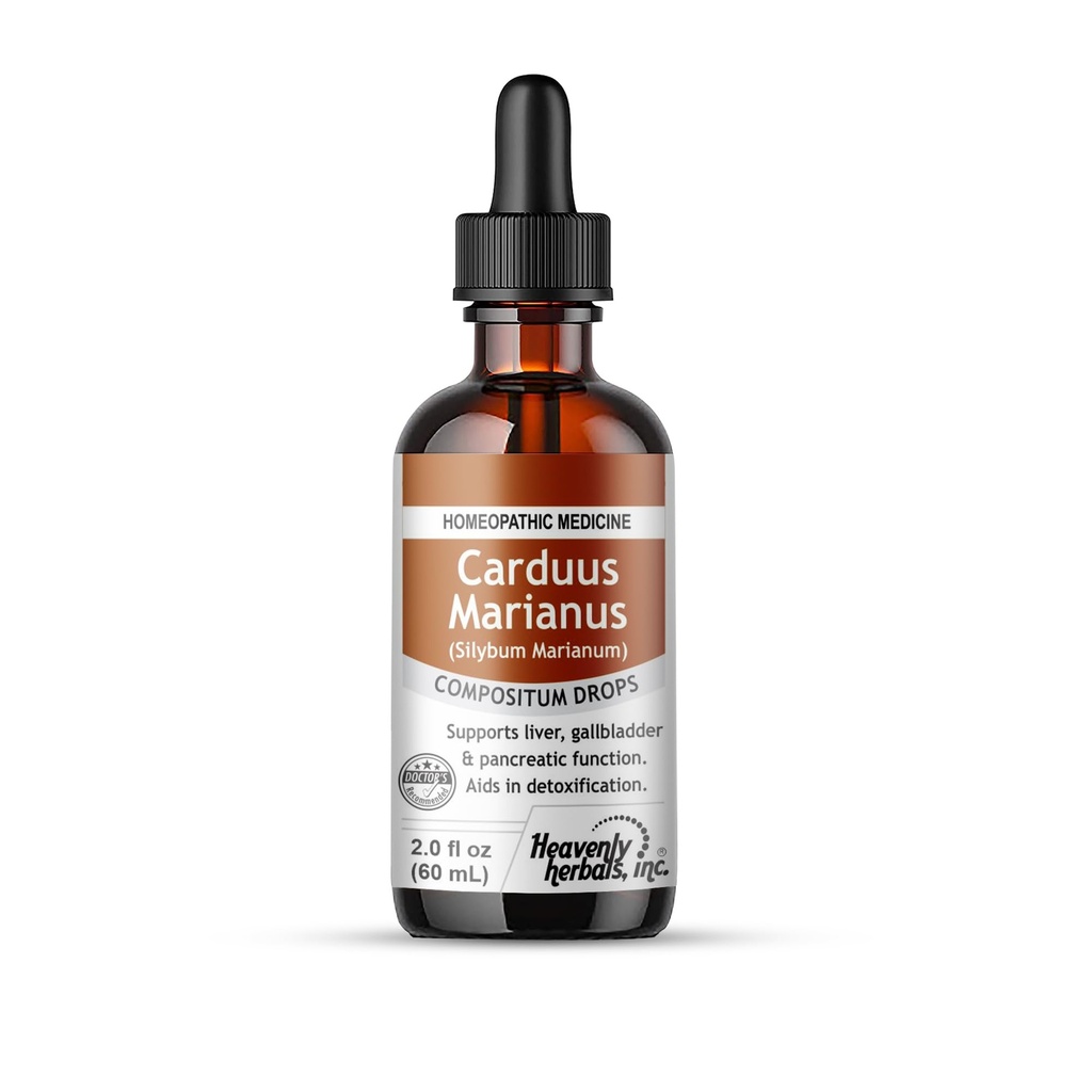 Hemelse kruiden, Inc. Carduus Marianus Compositum Homeopathische druppels, Ondersteunt lever, galblaas en pancreatrische functie. Hulp in Ontgifting. 2,0 fl oz (Alcoholvrij)