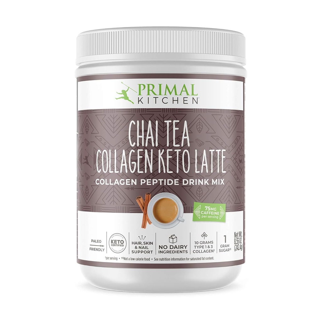 Primal Keuken Chai Tea Collagen Keto Latte Powder, Collageen Peptide Drink Mix, 8,55 Ounces