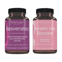 Reservering Schoonheid, Resveratrol 500 mg, Antioxidant supplement voor hart en cellulaire gezondheid 30 Caps & Keratine Hair Booster met Biotine & Resveratrol, Haar- en Nagelgroei Supplement 120 Caps