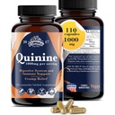 Quinine voor Leg Cramps 1000 mg - 110 Capsules - Cinchona Bark Extract Supplement - Quinine Capsules - Vegan, Non - GMO