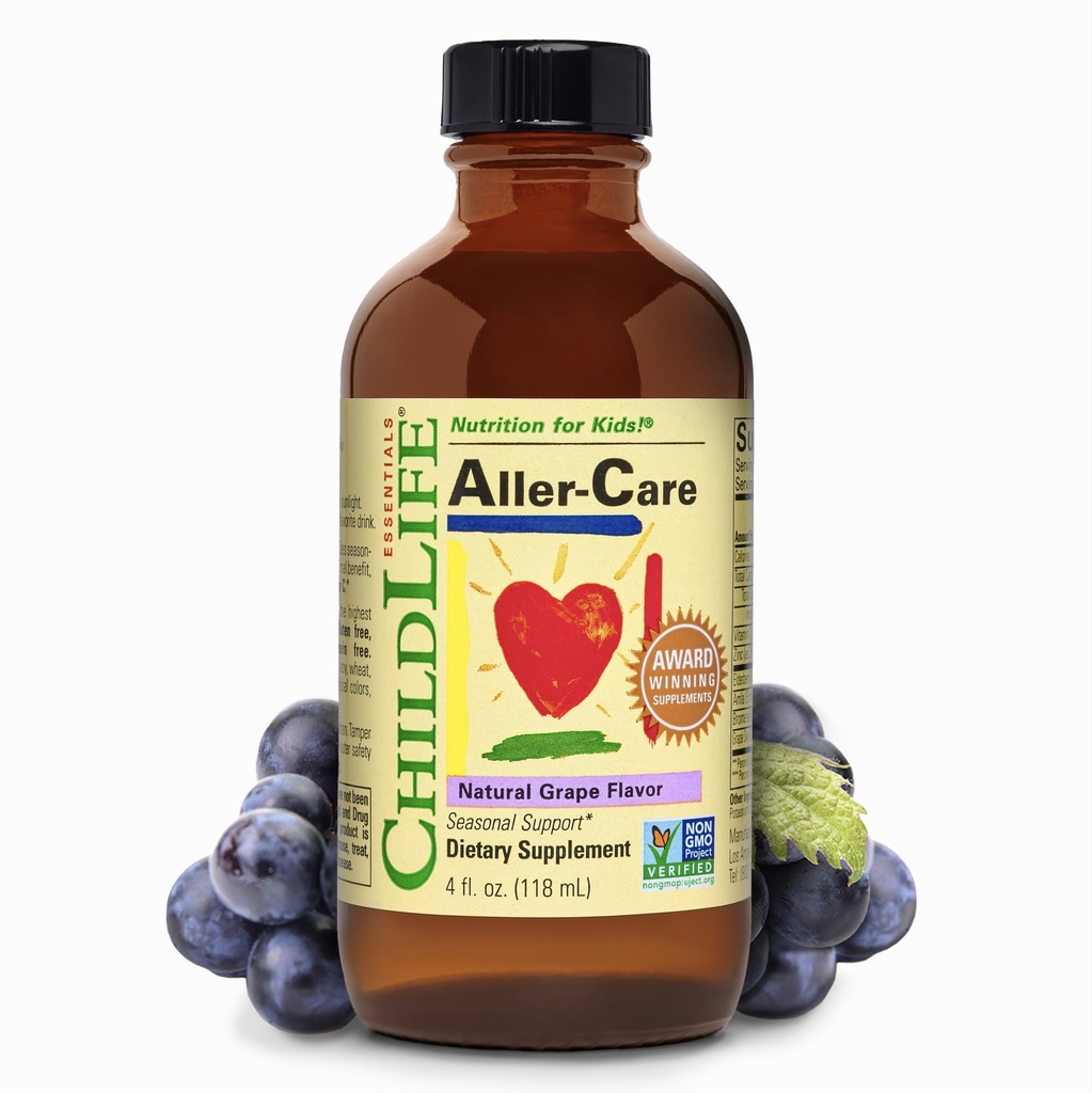 KINDLIFE ESSENTIËLES Aller-Care - Natuurlijke Grape Relief voor kinderen & peuters, Seizoensgebonden ondersteuning met vlierbessen, bromelaïne, vitamine C - Immune Boosting Formula, 4 Fl Oz