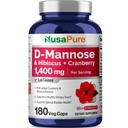 NusaPure D-Mannose Complex 1400 mg (met Hibiscus en Cranberry) - 180 Veggie Caps.