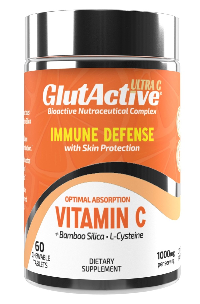 Ultra Vitamine C 1 000 mg de solution immunitaire et de collagène Constructeur d'acide ascorbique à haute absorption avec Cysteine et Bamboo Silica.
