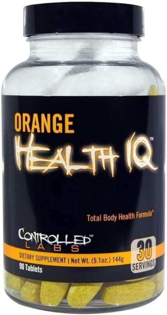 GECONTROLEERDE LABS Orange Health IQ Dagelijkse Supplement voor mannen en vrouwen, 90 tabletten, verbeterde uithoudingsvermogen, energie, Cardio functie in uw training en sport