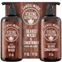 Viking Revolution Baard Wash & Baard Conditioner Set met Argan & Jojoba Oils - Softens en versterkingen - Natural Sandalwood Scent - Baard Shampoo met baardolie (17 oz)